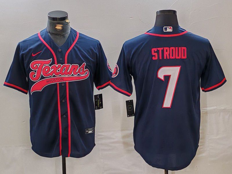 Men Houston Texans 7 Stroud Blue Joint Name 2024 Nike Limited NFL Jersey style 3
